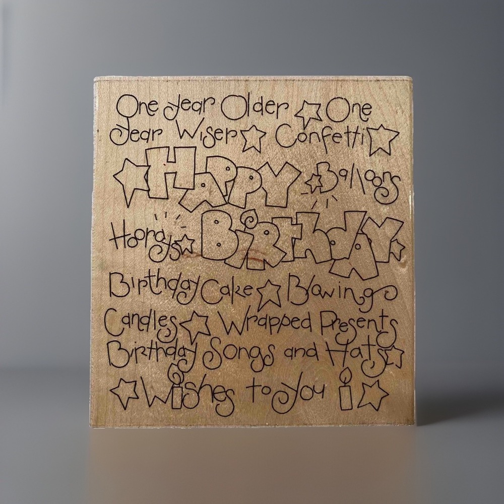 JRL Design V133 HAPPY BIRTHDAY CARD Rubber Stamp 5 1/2" x 5"
